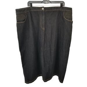 Carolina Blues Black Denim Zip Front Jean Skirt Pockets Vintage EUC Size 26 W